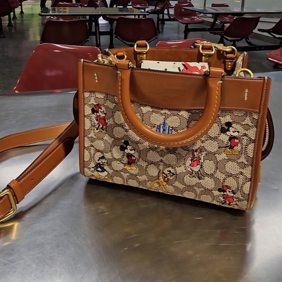 Coach Disney X Coach Rogue 25 In Signature Textile Jacquard With Mickey Mouse - Picture 1 of 2